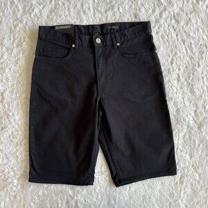 H&M Slim Fit Mid Rise Black Denim Bermuda Shorts with Stretch Size 30 NWT
